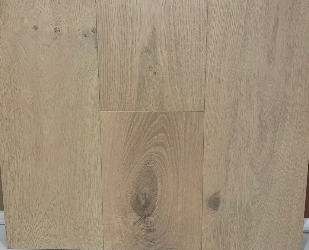 "Light-toned European oak Malibu wood floor with a modern and elegant finish."