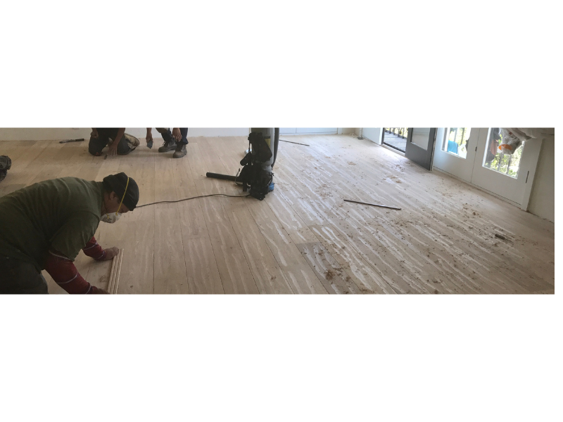 Old damaged flooring before replacement - Point Dume Malibu