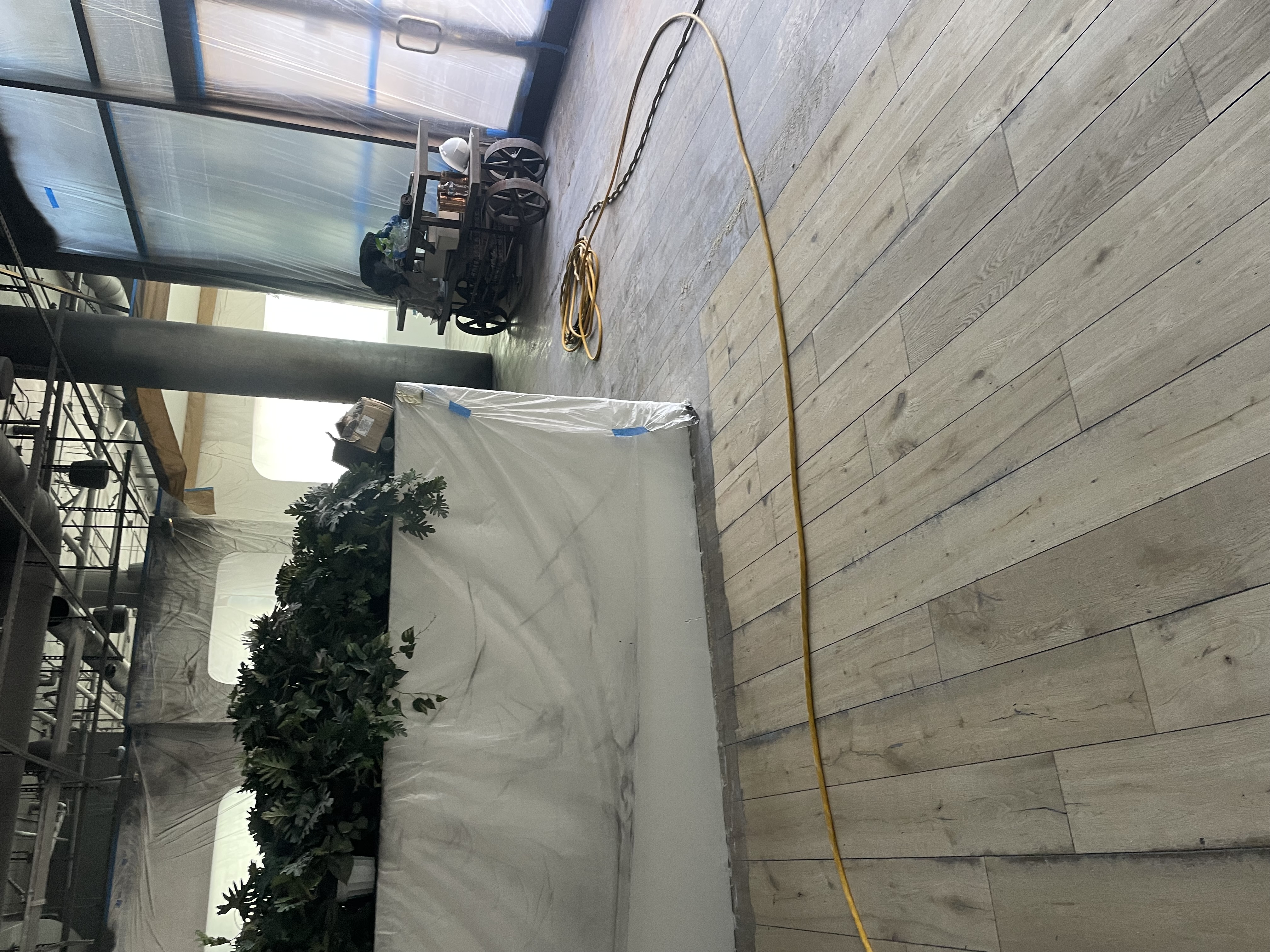 Custom weathered grey stain oak Los Angeles coastal design