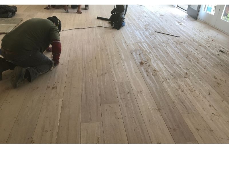Redondo Beach floor refinishing before - worn beach house floors