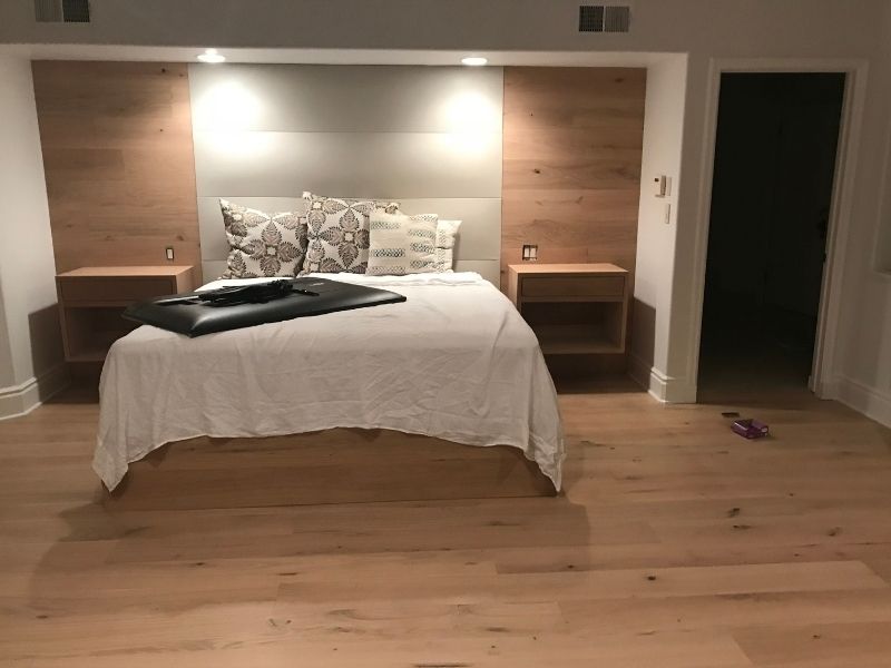 Custom whitewashed finish on oak flooring - Venice beach house