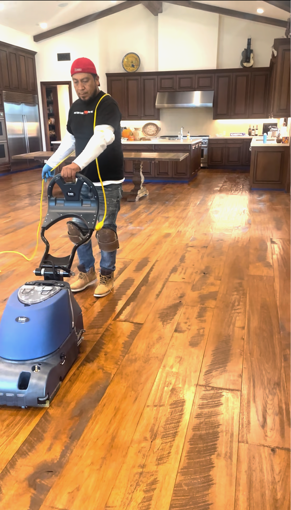 Wide plank European oak installation - Venice beach house